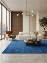 Azure Depth Handloom Rug – Solid Blue Contemporary Textured Area Rug