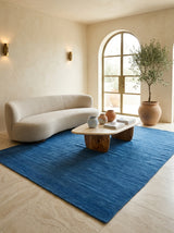 Azure Depth Handloom Rug – Solid Blue Contemporary Textured Area Rug