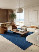 Azure Depth Handloom Rug – Solid Blue Contemporary Textured Area Rug