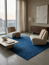 Azure Depth Handloom Rug – Solid Blue Contemporary Textured Area Rug