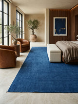 Azure Depth Handloom Rug – Solid Blue Contemporary Textured Area Rug
