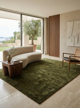 Olive Grove Handloom Wool Rug – Deep Olive Green Textured Rug