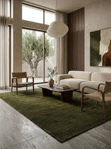 Olive Grove Handloom Wool Rug – Deep Olive Green Textured Rug