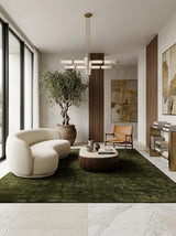 Olive Grove Handloom Wool Rug – Deep Olive Green Textured Rug