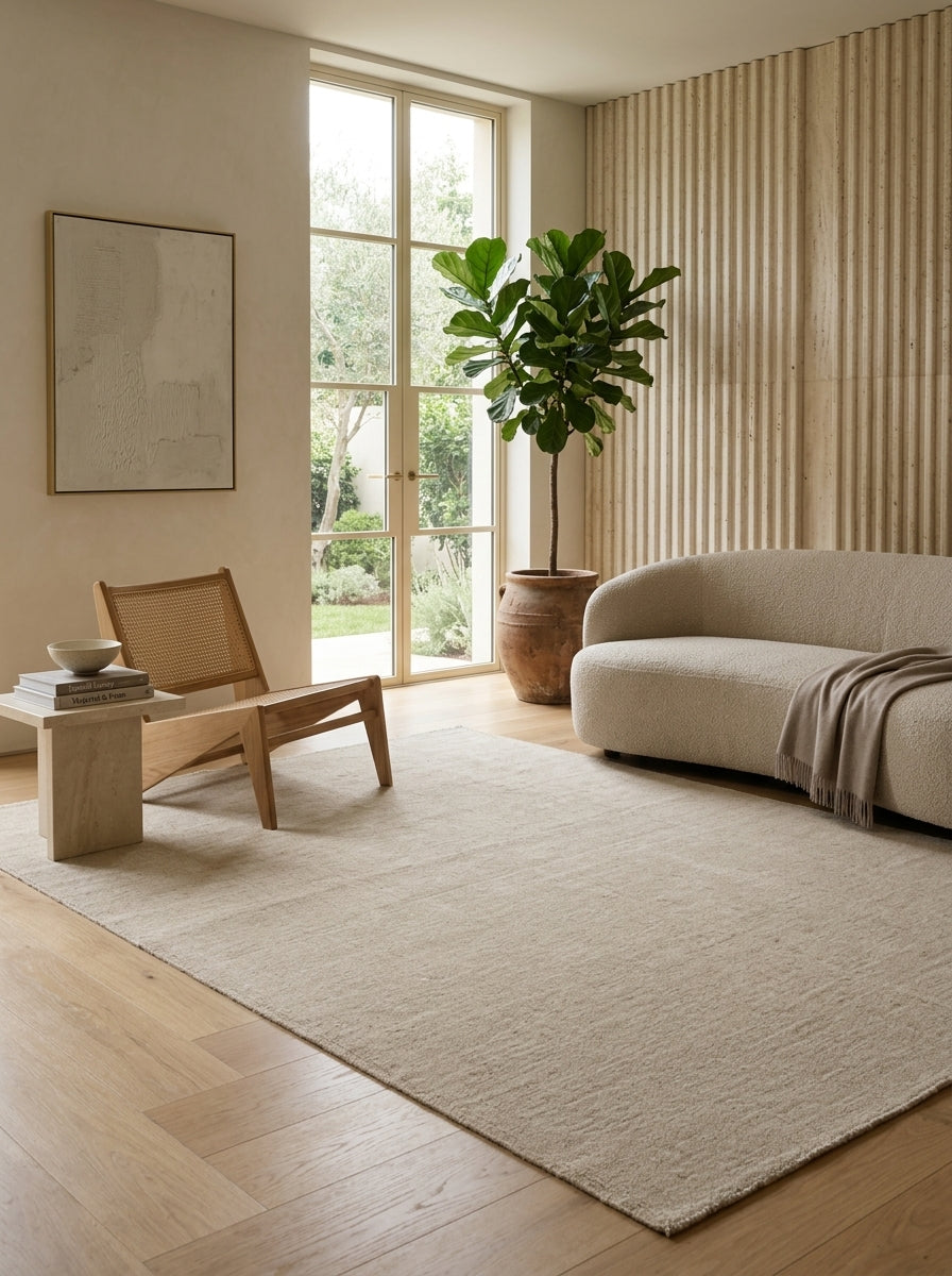 Ivory Dune Handloom Wool Rug – Natural Beige Textured Rug