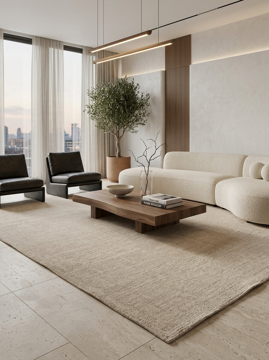 Ivory Dune Handloom Wool Rug – Natural Beige Textured Rug