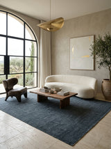 Midnight Tide Handloom Wool Rug – Deep Navy Blue Textured Rug