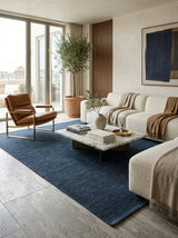 Midnight Tide Handloom Wool Rug – Deep Navy Blue Textured Rug