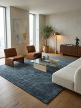 Midnight Tide Handloom Wool Rug – Deep Navy Blue Textured Rug