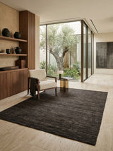 Noir Ash Handloom Wool Rug – Charcoal Black Textured Rug