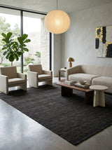 Noir Ash Handloom Wool Rug – Charcoal Black Textured Rug