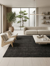Noir Ash Handloom Wool Rug – Charcoal Black Textured Rug