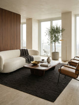 Noir Ash Handloom Wool Rug – Charcoal Black Textured Rug