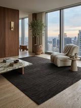 Noir Ash Handloom Wool Rug – Charcoal Black Textured Rug