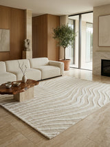 Aveline Flow Hand-Tufted Rug | Ivory & Sand Beige Organic Wave Design